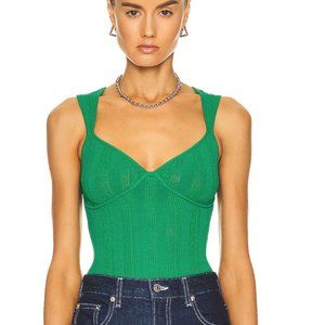 fleur du mal green sheer stripe knit bodysuit